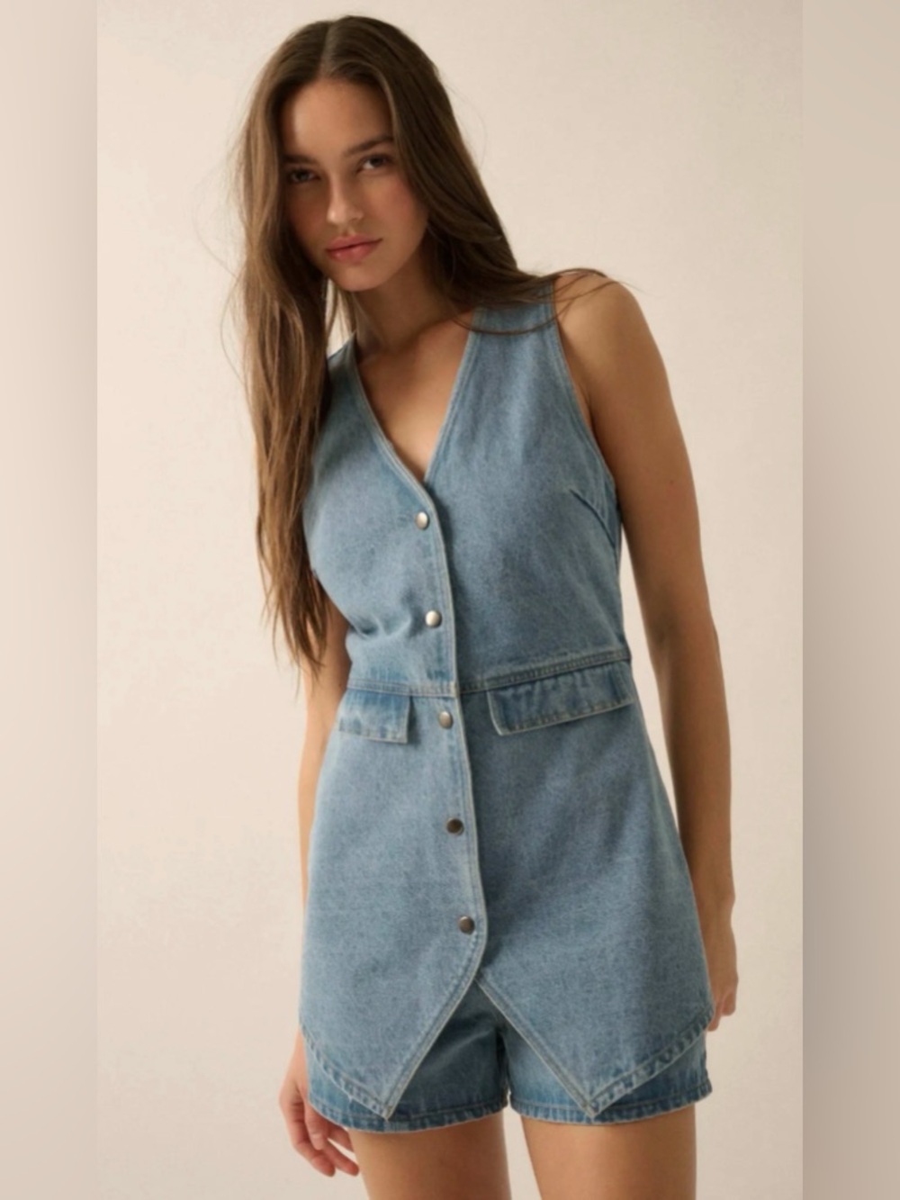 PROMESA Glory Days denim vest romper